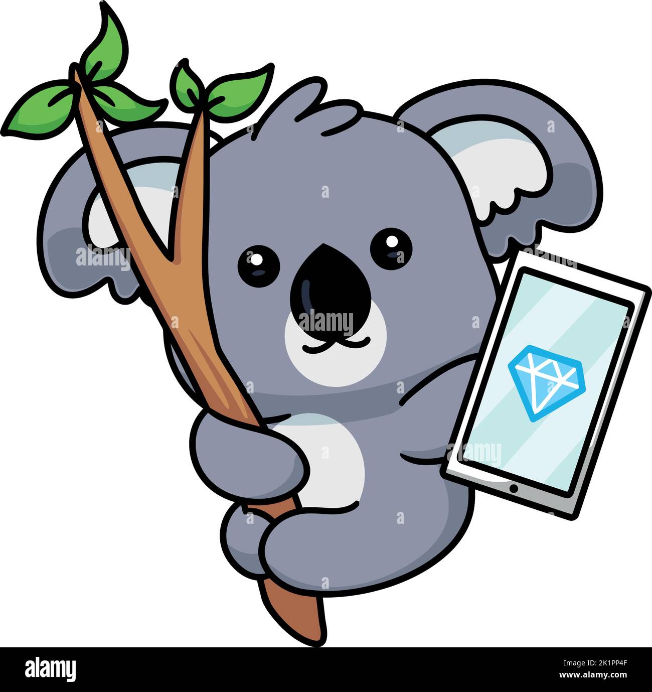 A cute kawaii sticker Koala on a tree Stock Vector Image & Art Alamy