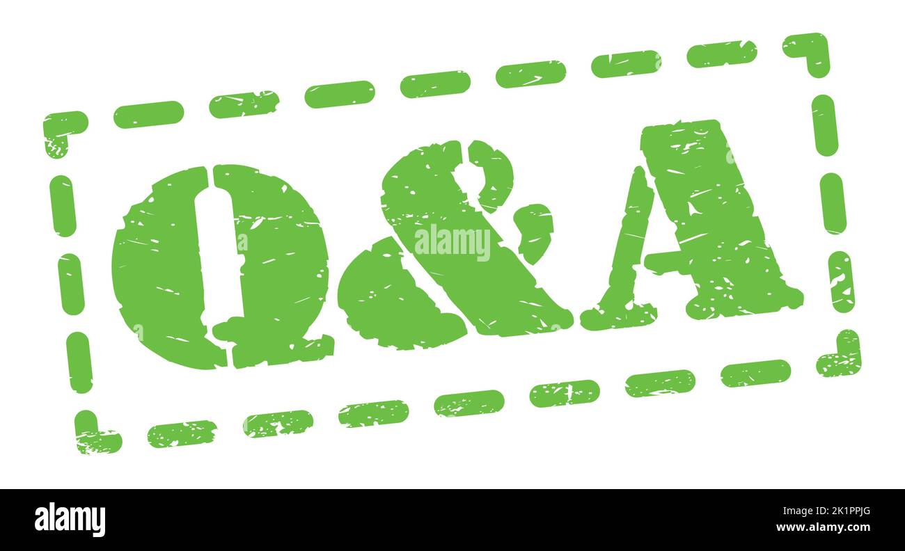 Q&A text written on green dash stamp sign Stock Photo - Alamy