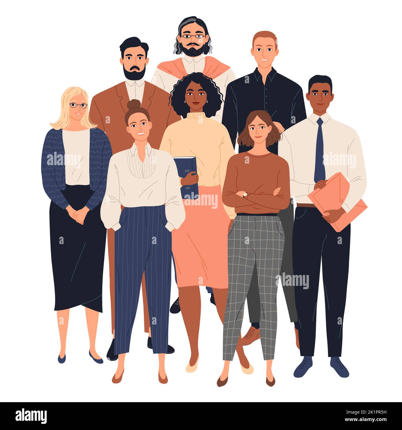 Group of diverse business people standing together Stock Vector
