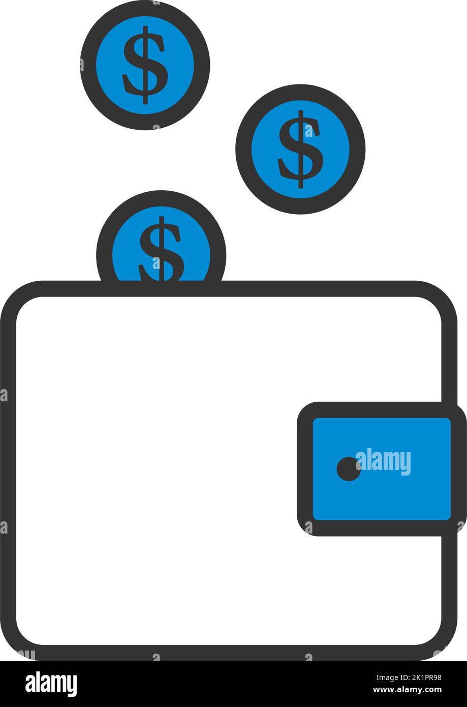 Golden Coins Fall In Purse Icon. Editable Bold Outline With Color Fill ...