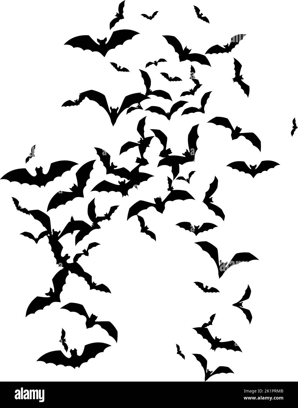 Bat swarm. Flying bat silhouette. Halloween Decoration element Stock ...