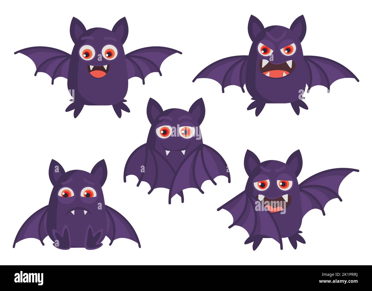 flat illustration bat halloween vector pack illustration Stock Vector