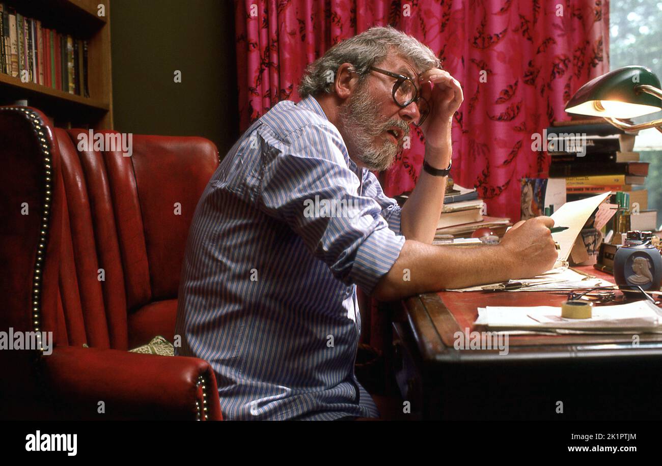 Playwright John Osborne at home in 1983 Stock Photo