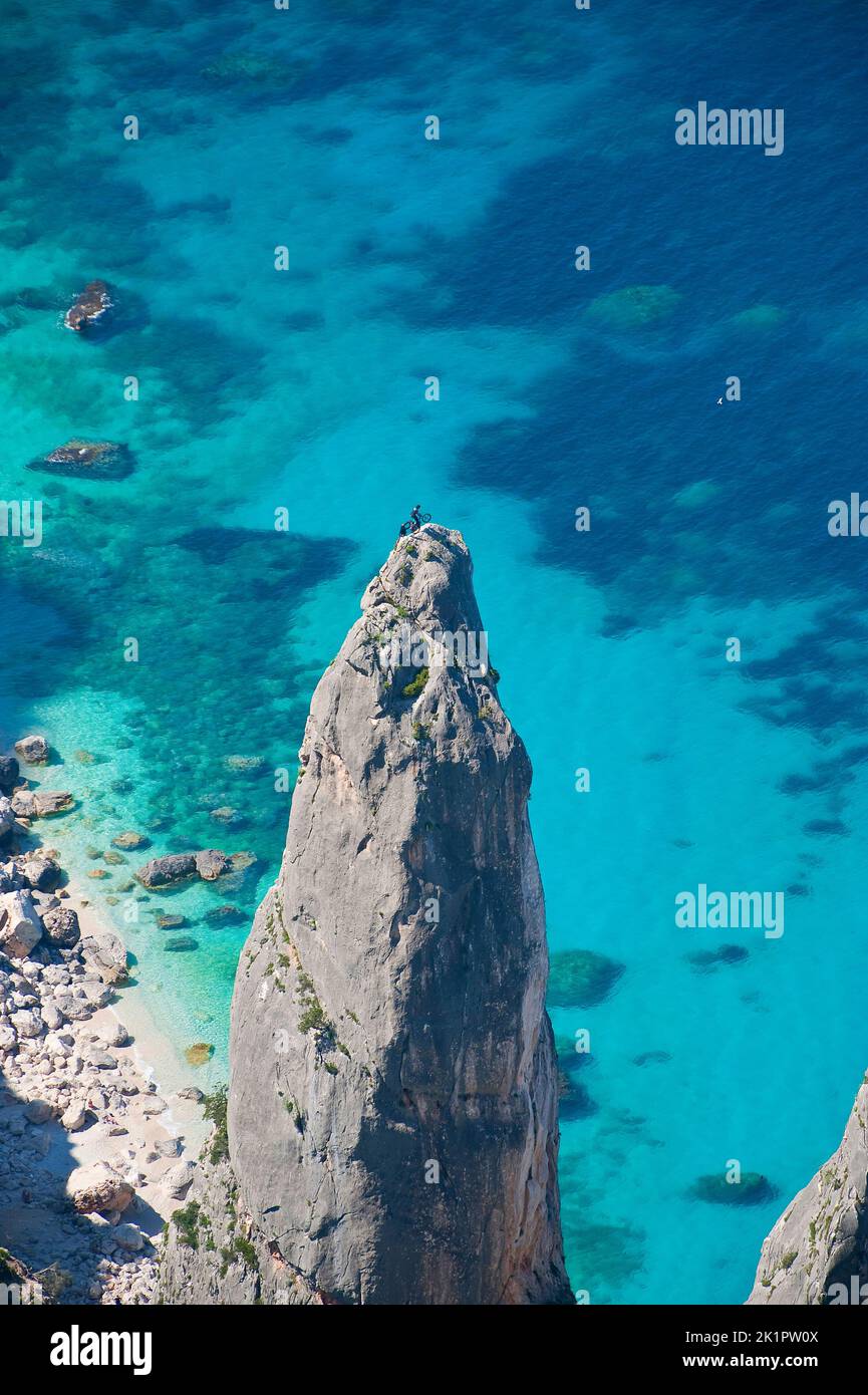 Punta Caroddi, Cala Goloritzè, location of record, view from Punta Salinas cliff, Baunei, Ogliastra, Sardinia, Italy, Europe, Vittorio Brumotti, Guinn Stock Photo