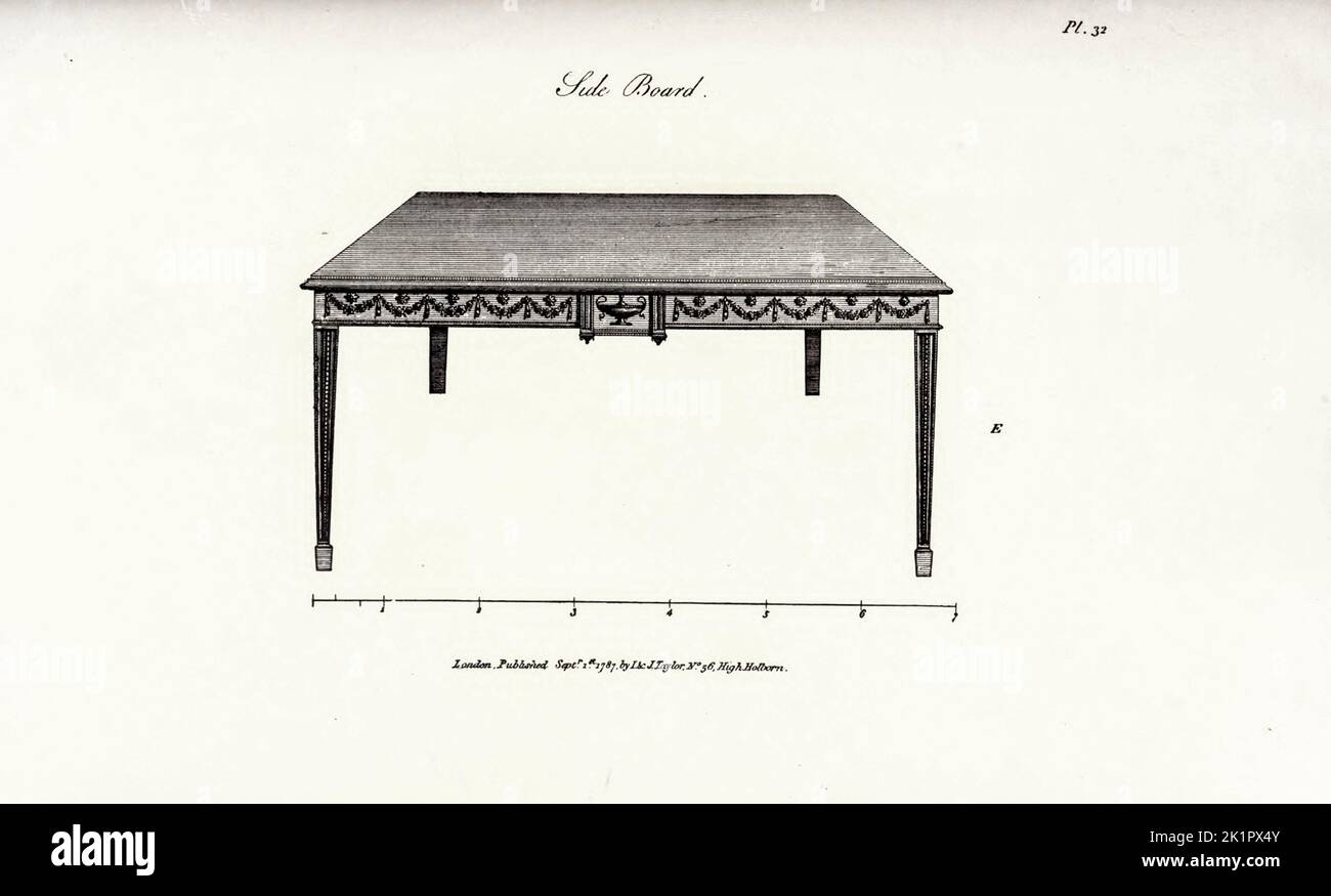 Side Board from the book  The cabinet maker and upholsterer's guide; or, Repository of designs for every article of household furniture by A. Hepplewhite and Co Publication date 1897 Stock Photo