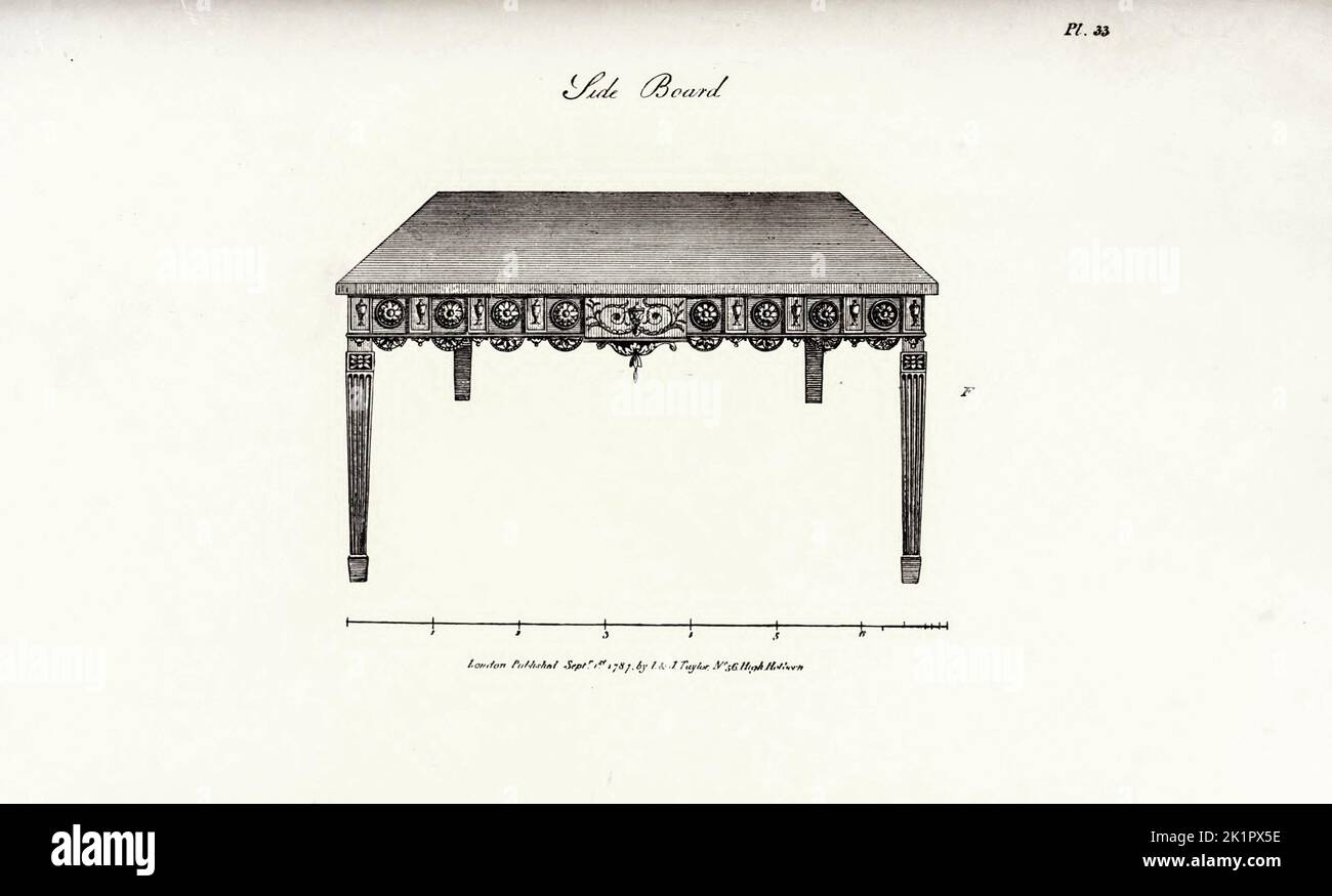 Side Board from the book  The cabinet maker and upholsterer's guide; or, Repository of designs for every article of household furniture by A. Hepplewhite and Co Publication date 1897 Stock Photo