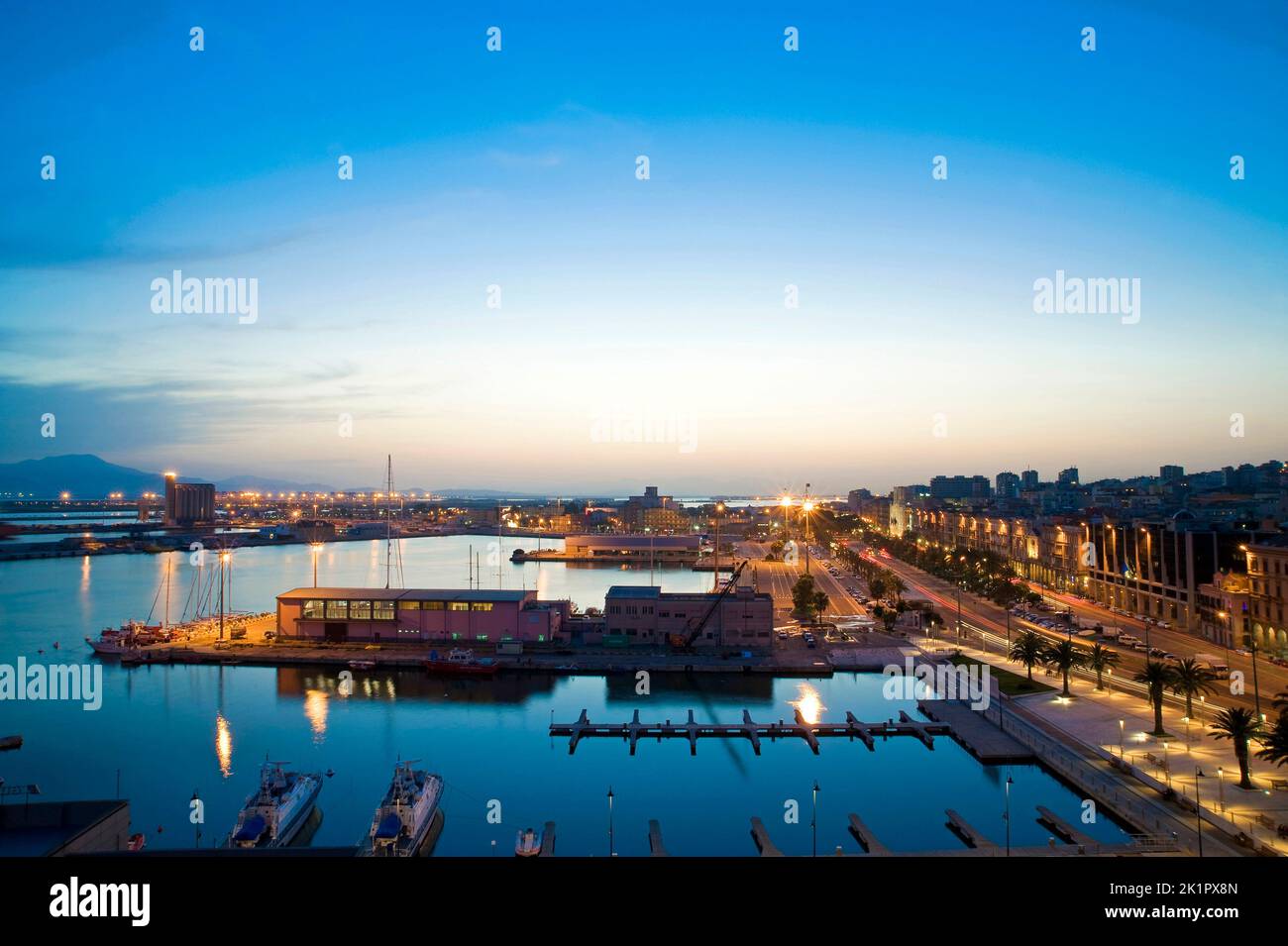 Skyline, harbour, via Roma, Castello, Cagliari, Sardinia, Italy, Europe Stock Photo