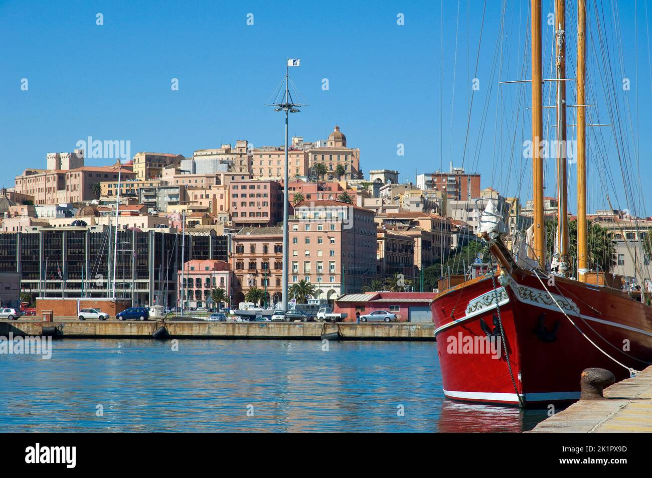 Castello, view from harbour, Cagliari, Sardinia, Italy, Europe Stock Photo