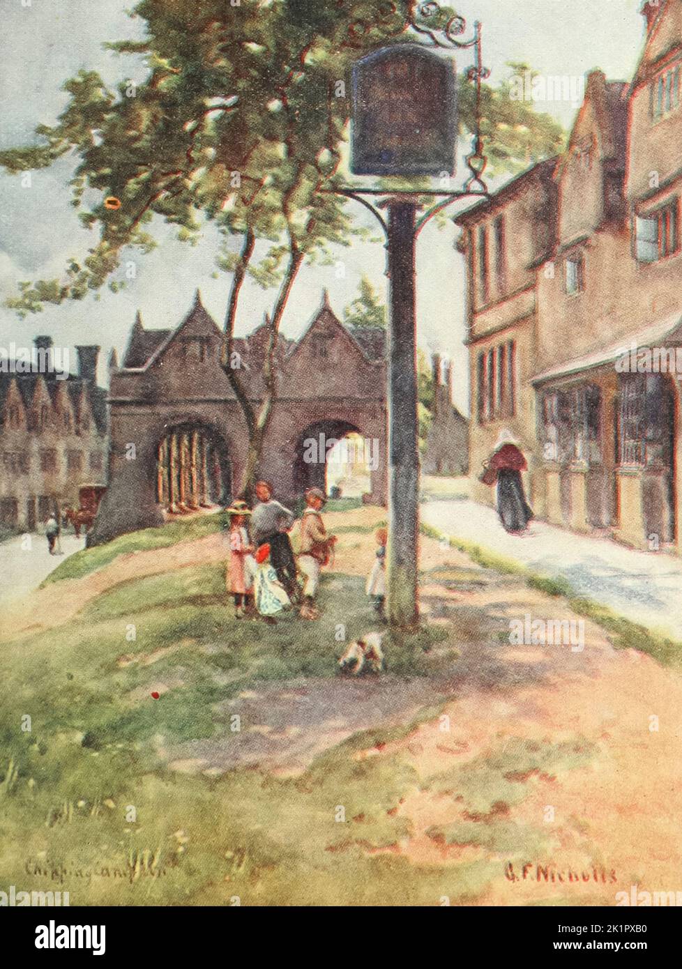 Market Hall, Chipping Campden. Cotswolds water-colours by Nicholls, G. F (George Frederick NICHOLLS) Publication date 1920 Publisher London : A. & C. Black Stock Photo