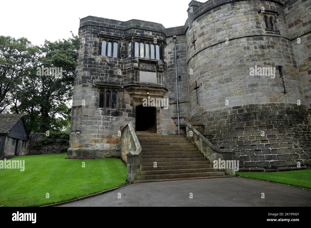 Skipton Castle, a Grade I Listed medieval castle in Skipton, North Yorkshire, England, UK Stock Photo