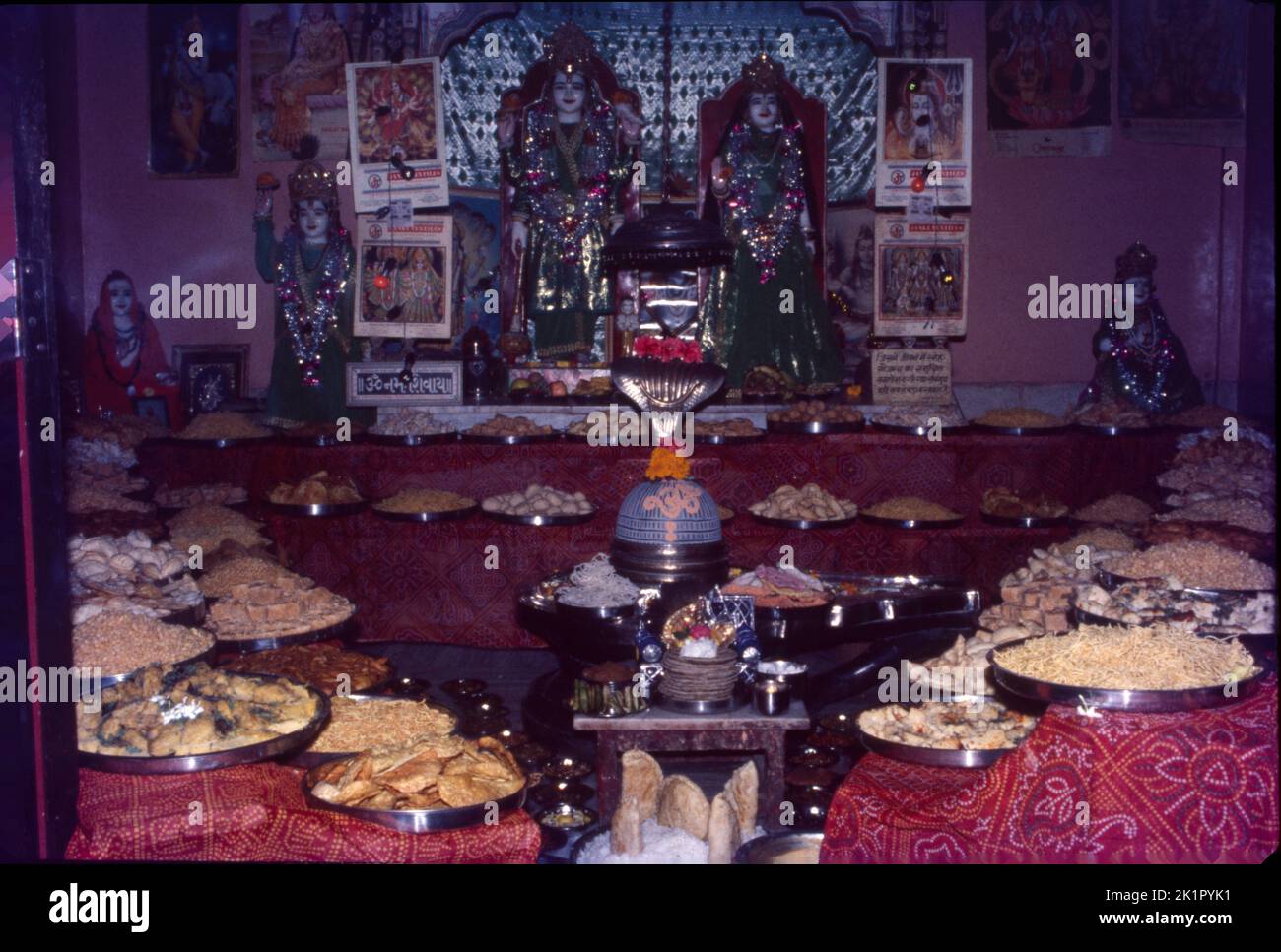 Chappan Bhog (56 Items) Being Served To Krishna as Prasad (Bhog) Stock Photo