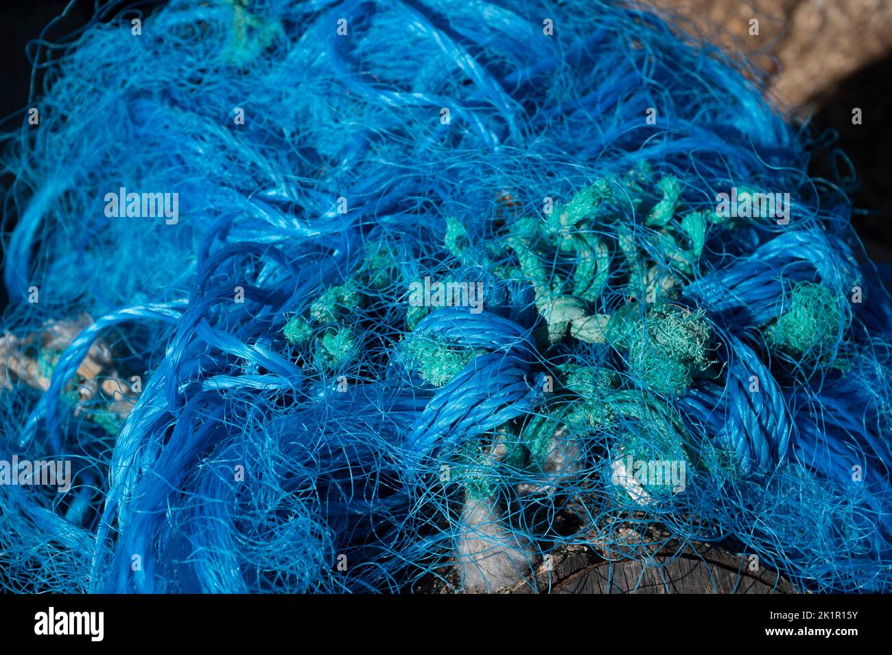 Wales, Pembrokeshire. Dale village. Discarded fishing net. Stock Photo