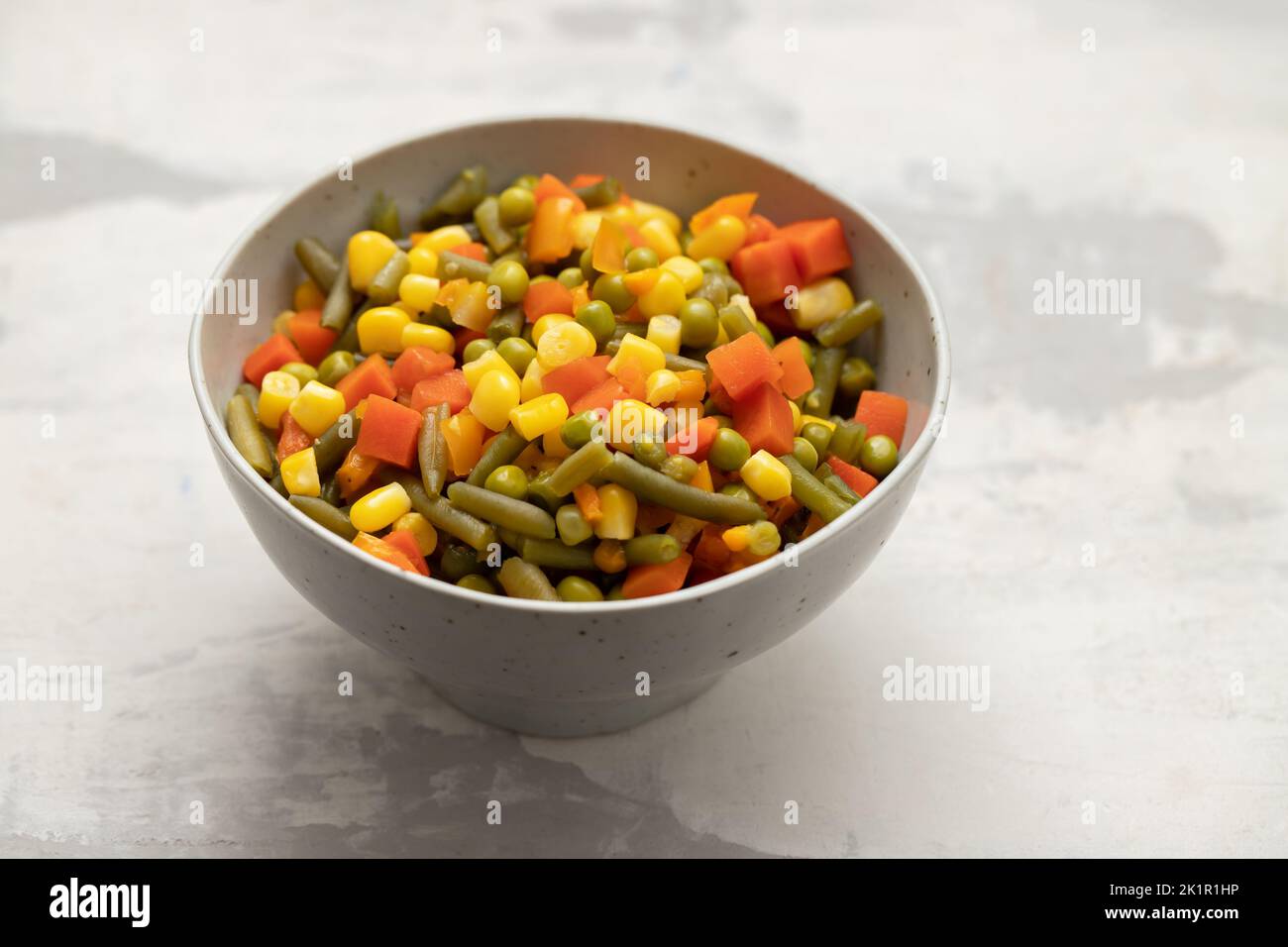 boiled fresh various vegetables in the bowl Stock Photo