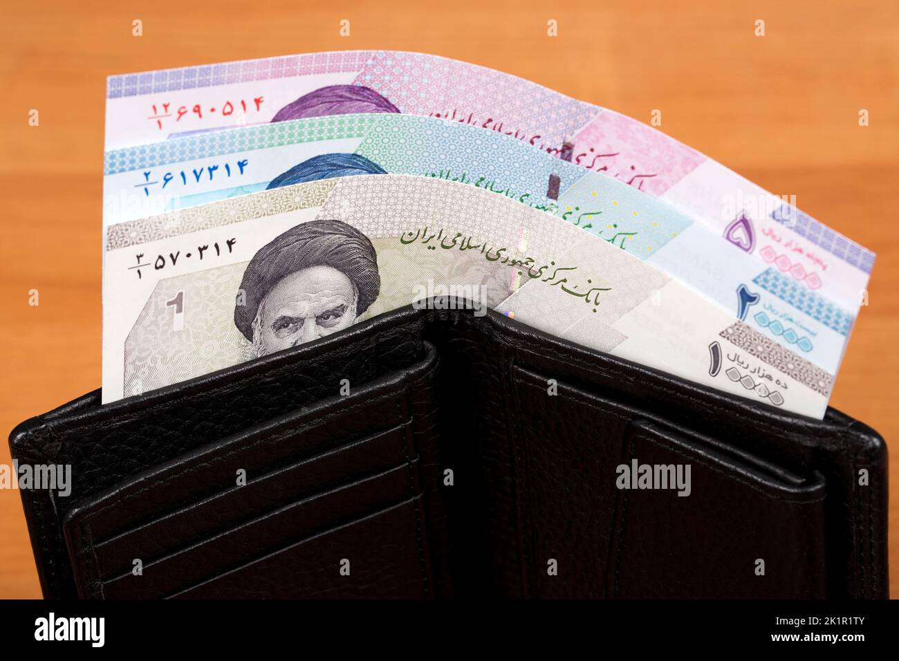 Iranian money - Toman  in the black wallet Stock Photo