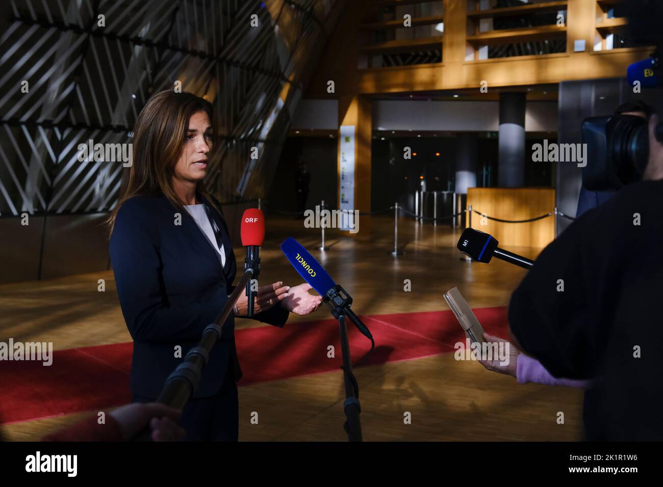 Brussels, Belgium. 20th Sep, 2022. Minister Judit Varga arrives for a General Affairs Council meeting at the EU headquarters in Brussels, Belgium on September 20, 2022. Credit: ALEXANDROS MICHAILIDIS/Alamy Live News Stock Photo