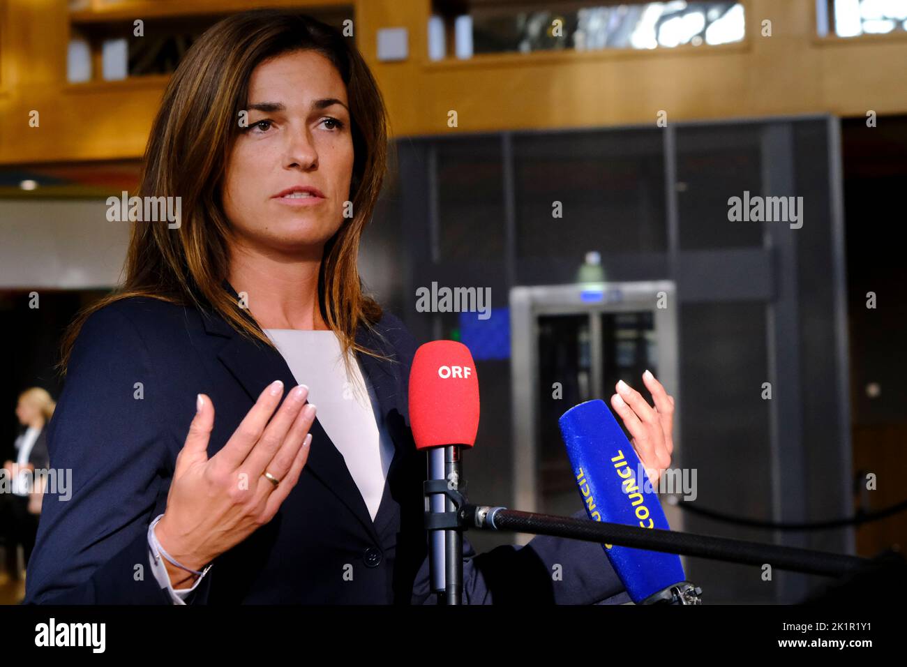 Brussels, Belgium. 20th Sep, 2022. Minister Judit Varga arrives for a General Affairs Council meeting at the EU headquarters in Brussels, Belgium on September 20, 2022. Credit: ALEXANDROS MICHAILIDIS/Alamy Live News Stock Photo