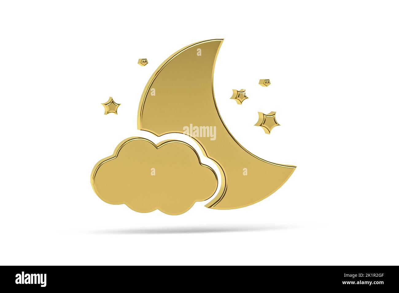 Golden 3d moon icon isolated on white background - 3d render Stock ...