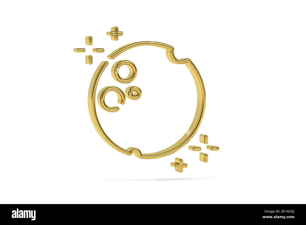 Golden 3d moon icon isolated on white background - 3d render Stock ...