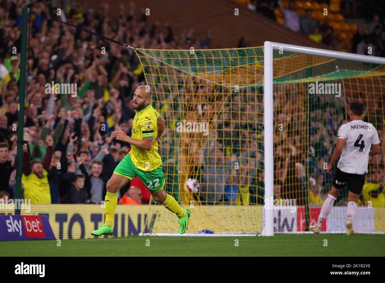 Teemu Pukki of Norwich City celebrates after scoring a goal to make it 1-0 - Norwich City v Bristol City, Sky Bet Championship, Carrow Road, Norwich, UK - 14th September 2022  Editorial Use Only - DataCo restrictions apply Stock Photo