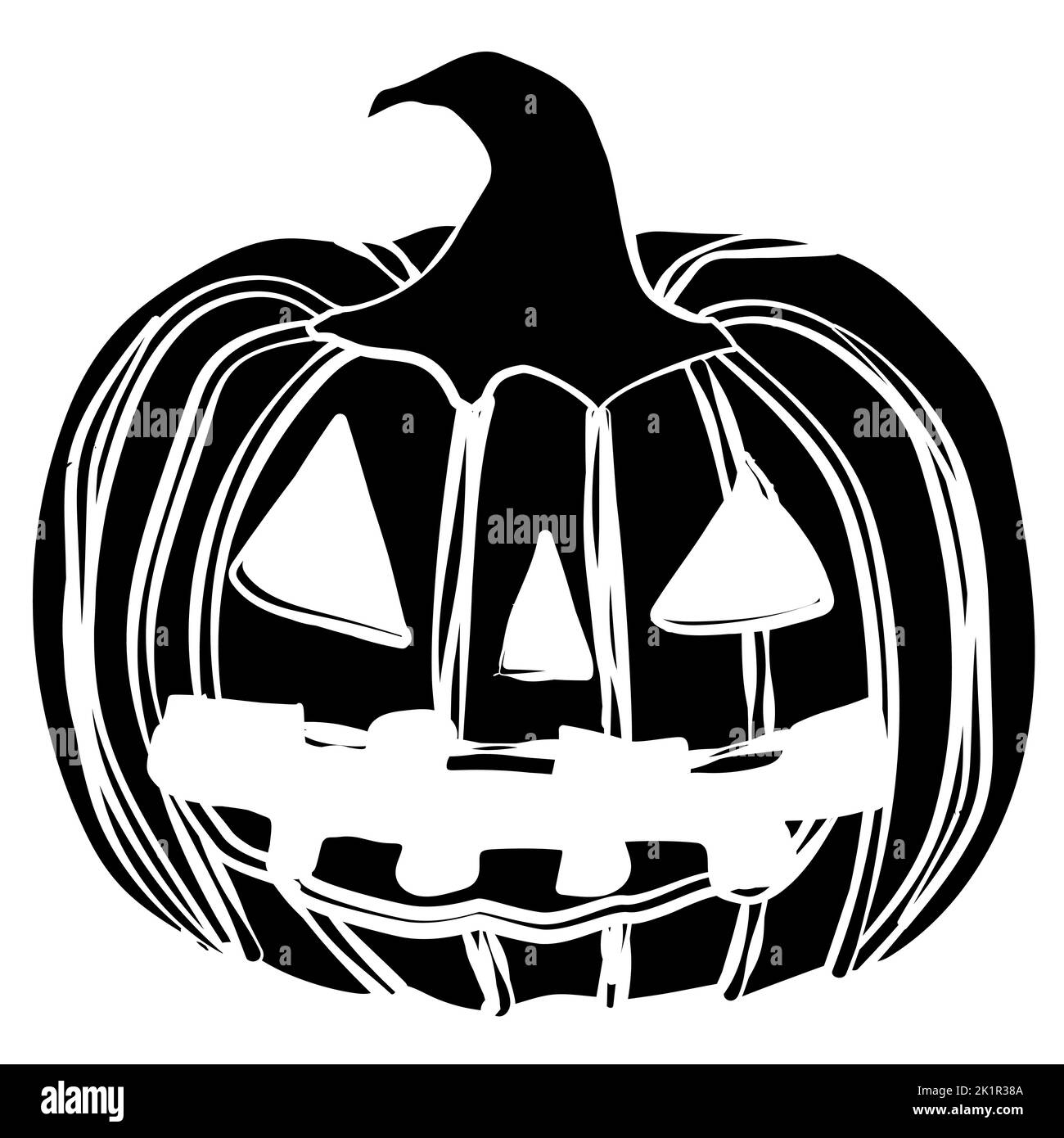 Pumpkin silhouette with eyes and mouth for Halloween isolated on white ...