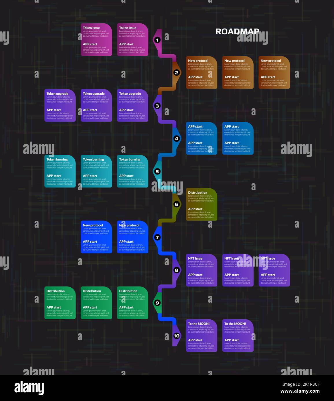 Roadmap with colorful copy space on dark background. Vertical ...