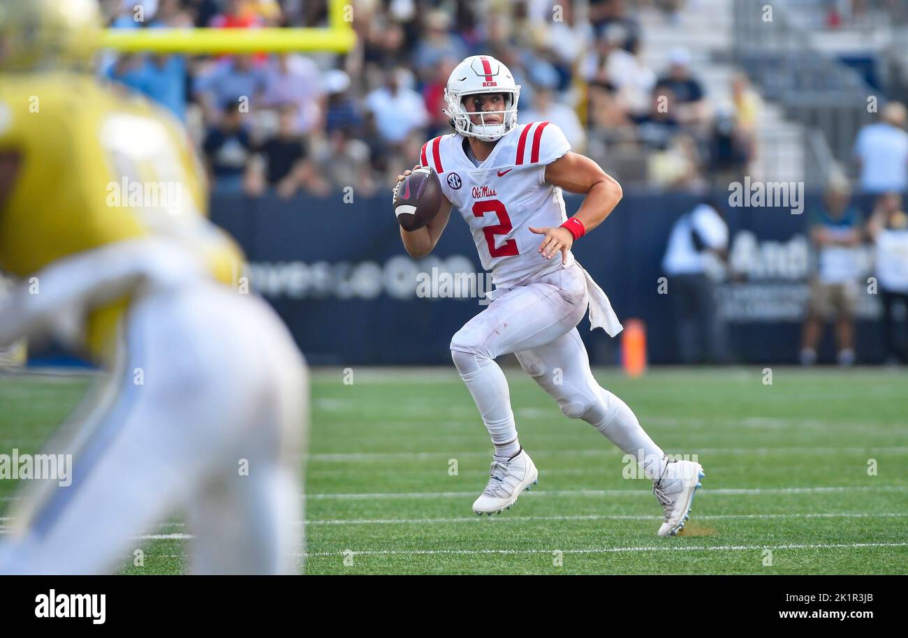 Atlanta, GA, USA. 17th Sep, 2022. Mississippi Rebels quarterback Jaxson