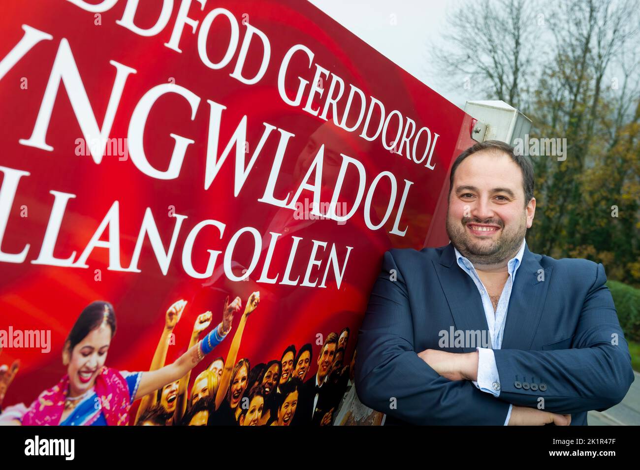 Welsh opera singer, Wynne Evans, (of Go Compare fame), visiting the Llangollen International Musical Eisteddfod, in Llangollen, North Wales, UK. Stock Photo
