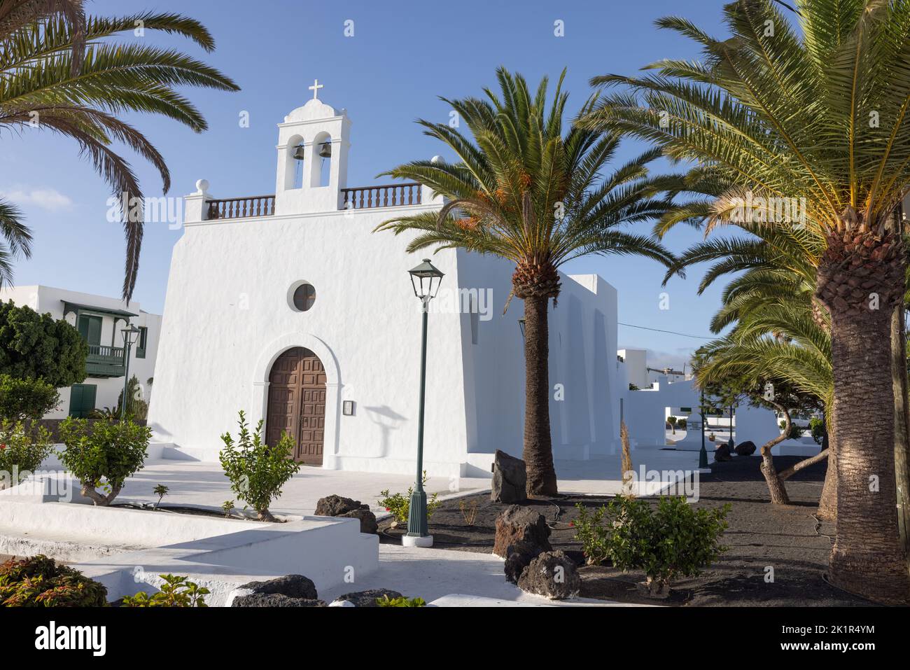 The church San Isidro Labrador in Uga on the Island of Lanzarote, Spain. Stock Photo