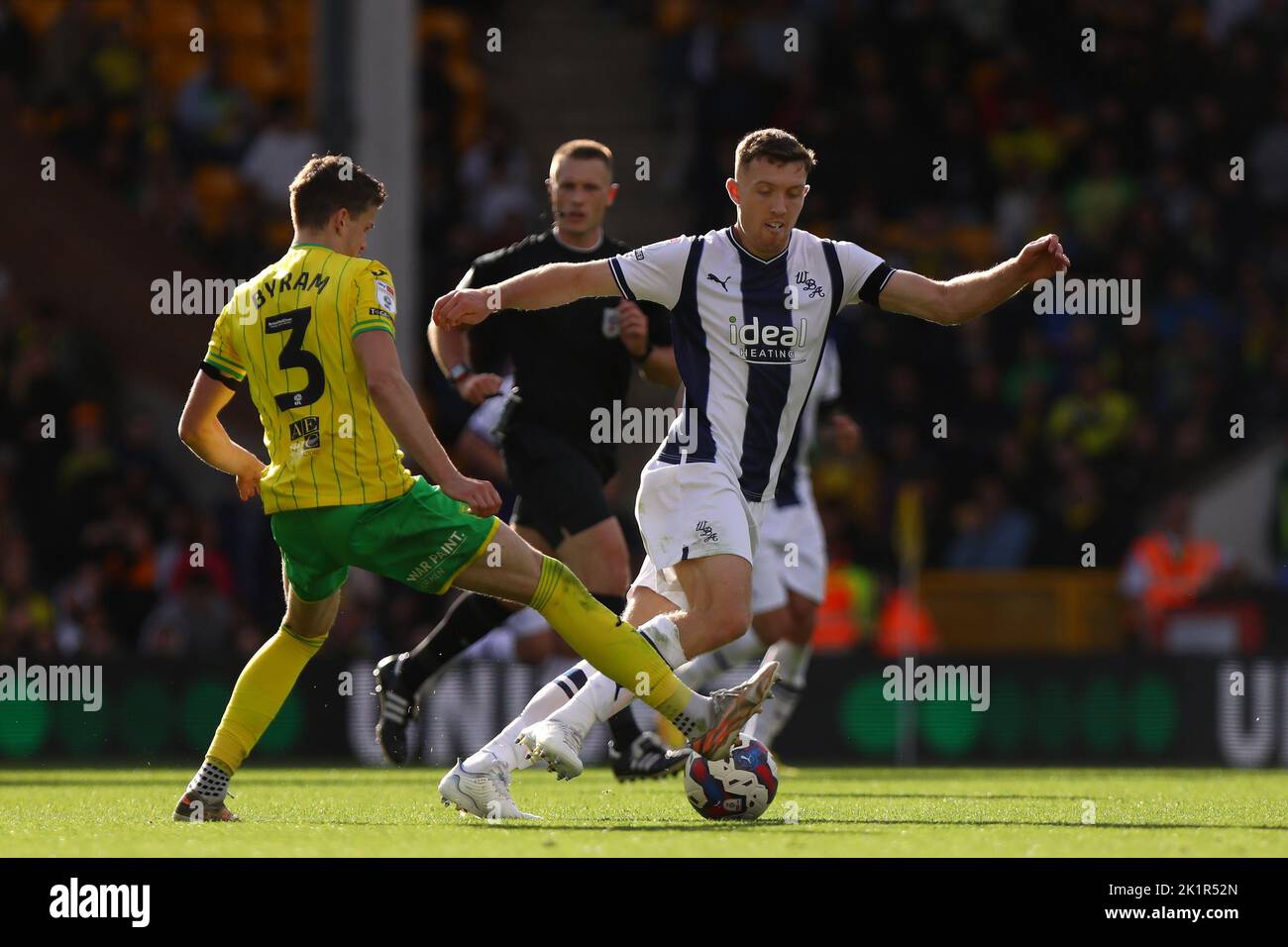 Dara O'Shea of West Bromwich Albion and Sam Byram of Norwich City - Norwich City v West Bromwich Albion, Sky Bet Championship, Carrow Road, Norwich, UK - 17th September 2022  Editorial Use Only - DataCo restrictions apply Stock Photo