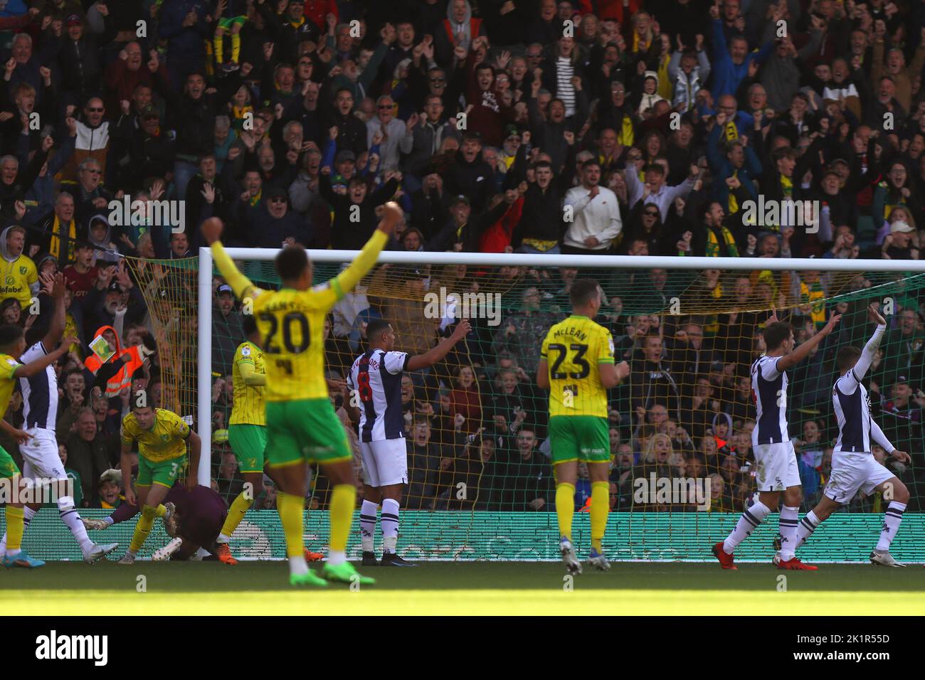 Sam Byram of Norwich City celebrates after scoring an equalising goal to make it 1-1 - Norwich City v West Bromwich Albion, Sky Bet Championship, Carrow Road, Norwich, UK - 17th September 2022  Editorial Use Only - DataCo restrictions apply Stock Photo
