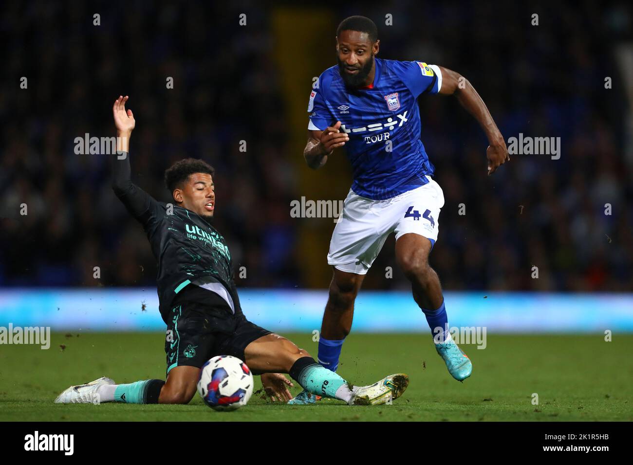 Janoi Donacien of Ipswich Town beats Sylvester Jasper of Bristol Rovers - Ipswich Town v Bristol Rovers, Sky Bet League One, Portman Road, Ipswich, UK - 13th September 2022  Editorial Use Only - DataCo restrictions apply Stock Photo