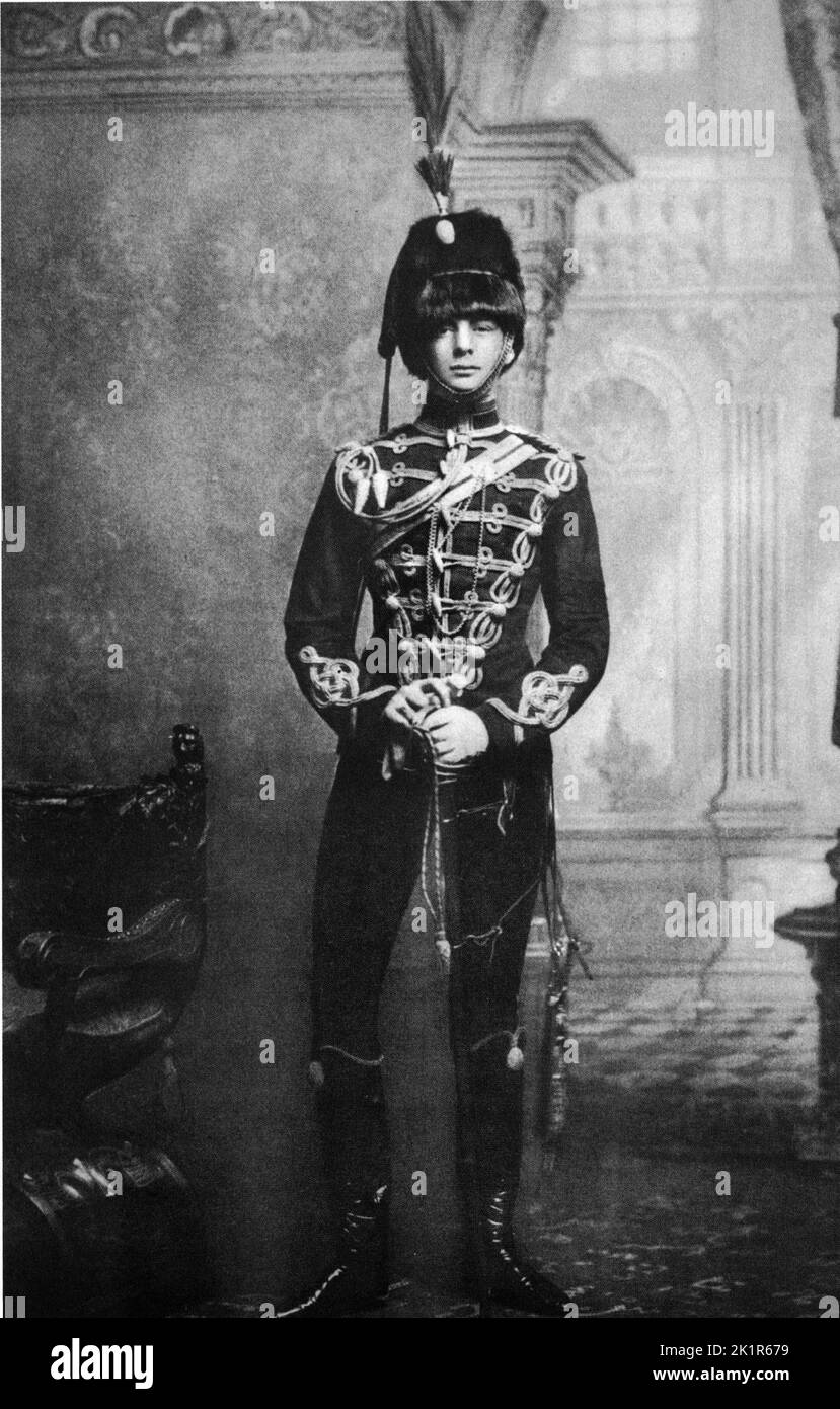 Winston Churchill in the military uniform of the Queen's Own 4th Hussars. 1895 Stock Photo