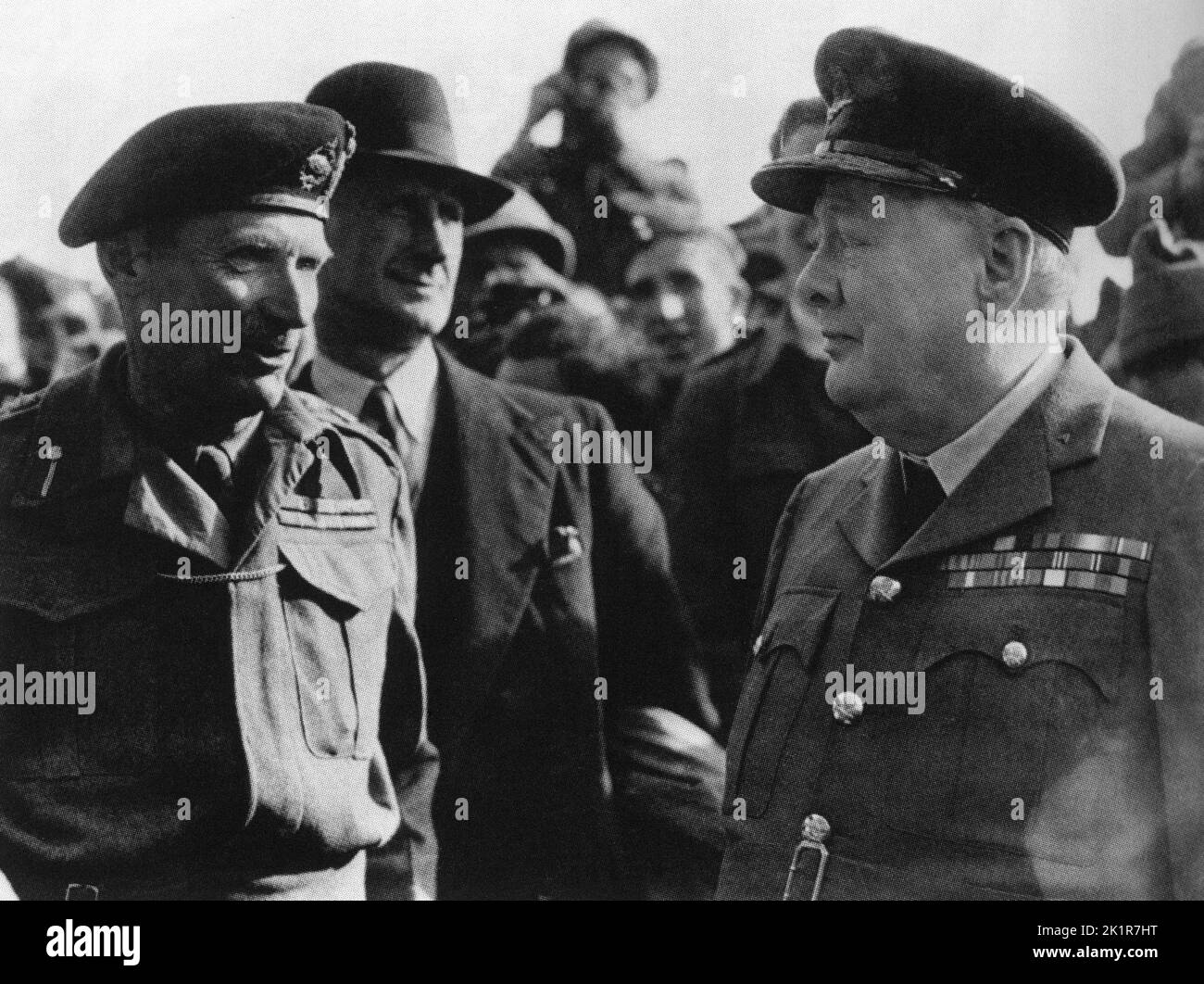 Winston Churchill with General Montgomery .1944 Stock Photo