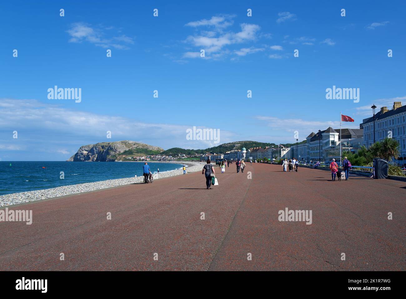 Llandudno Promenade at Llandudno in North Wales is almost two miles long and regarded as one of the best coastal walks in Wales. Stock Photo