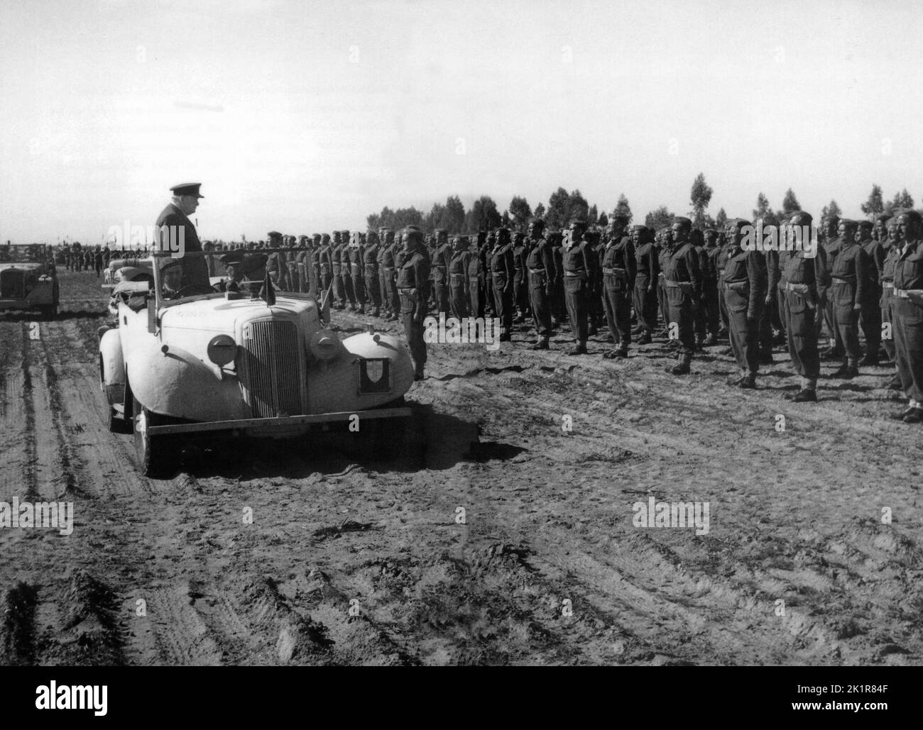 Winston Churchill inspects 1st New Zealand Division.1942 Stock Photo