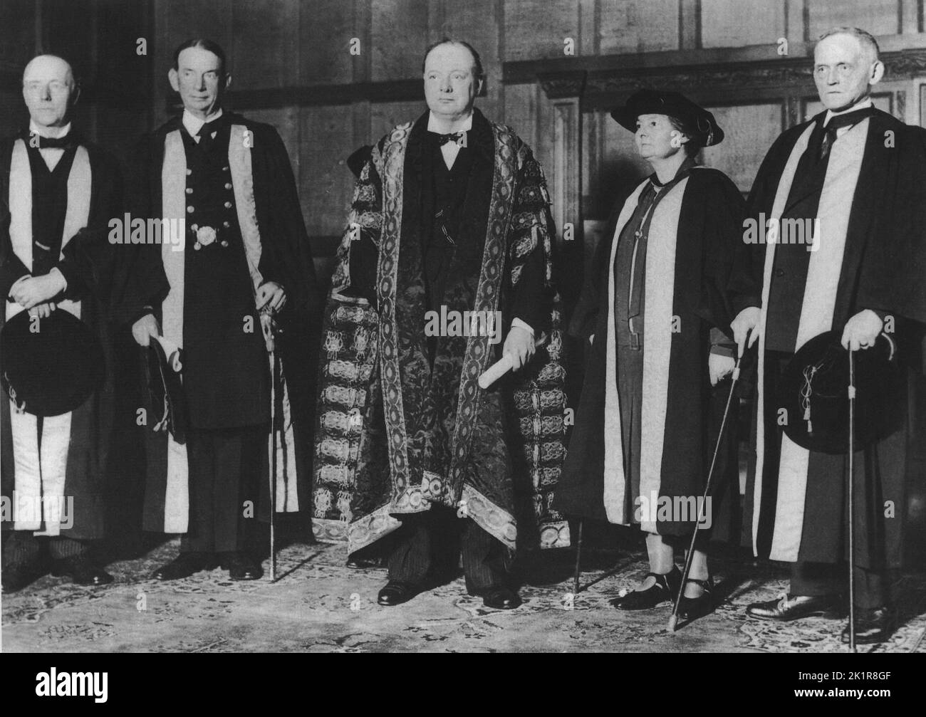 Winston Churchill installed as Chancellor of Bristol University.1929 Stock Photo