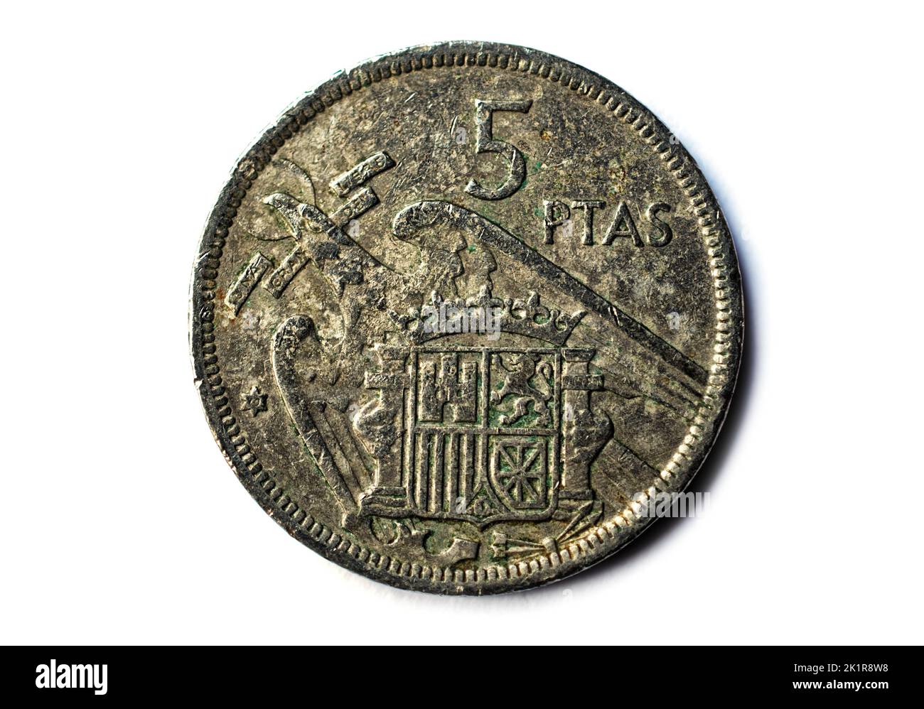 Photo coins Spain, 1975,5 Ptas Stock Photo