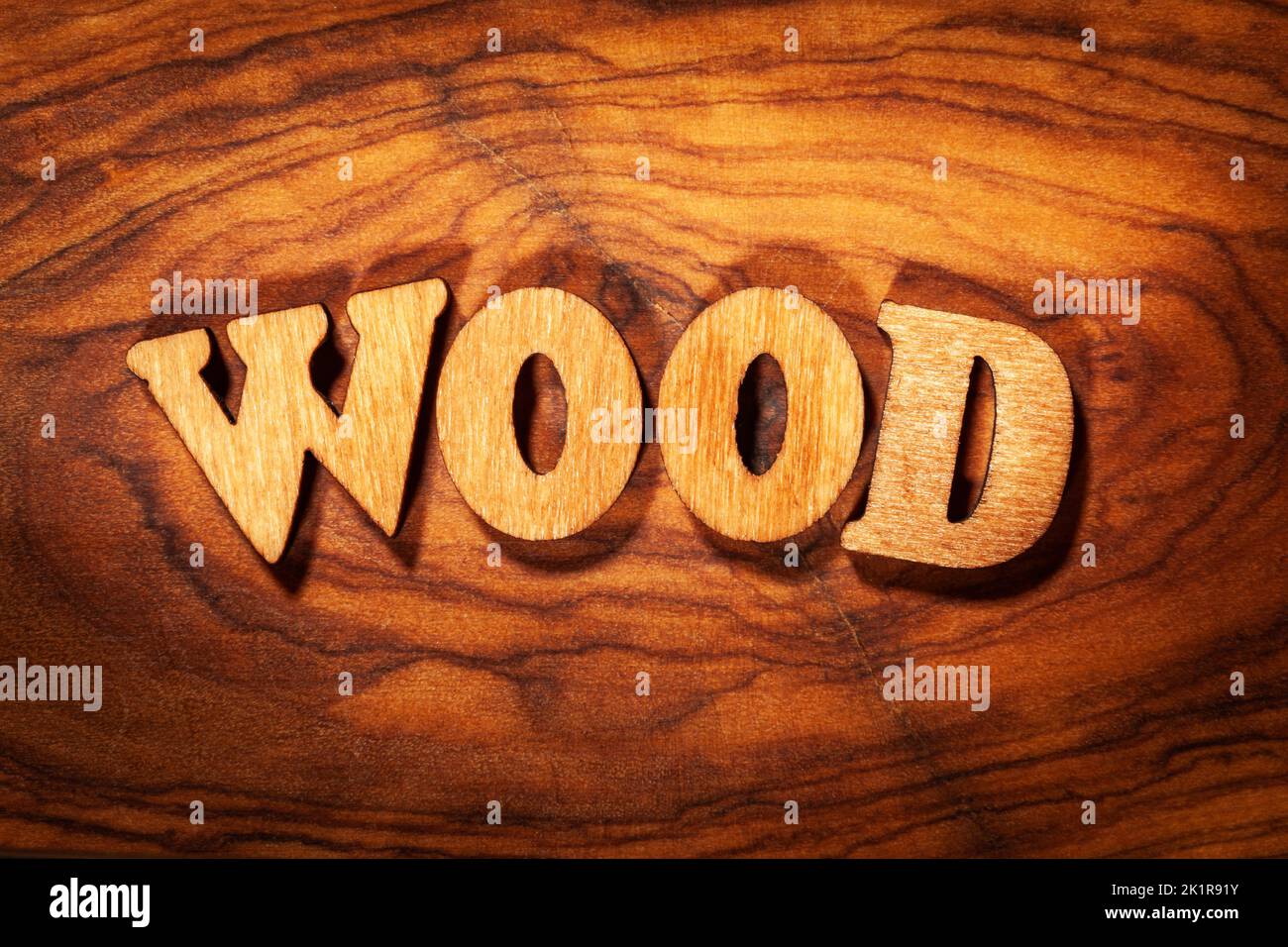 'Wood' word - Inscription by wooden letters close up Stock Photo