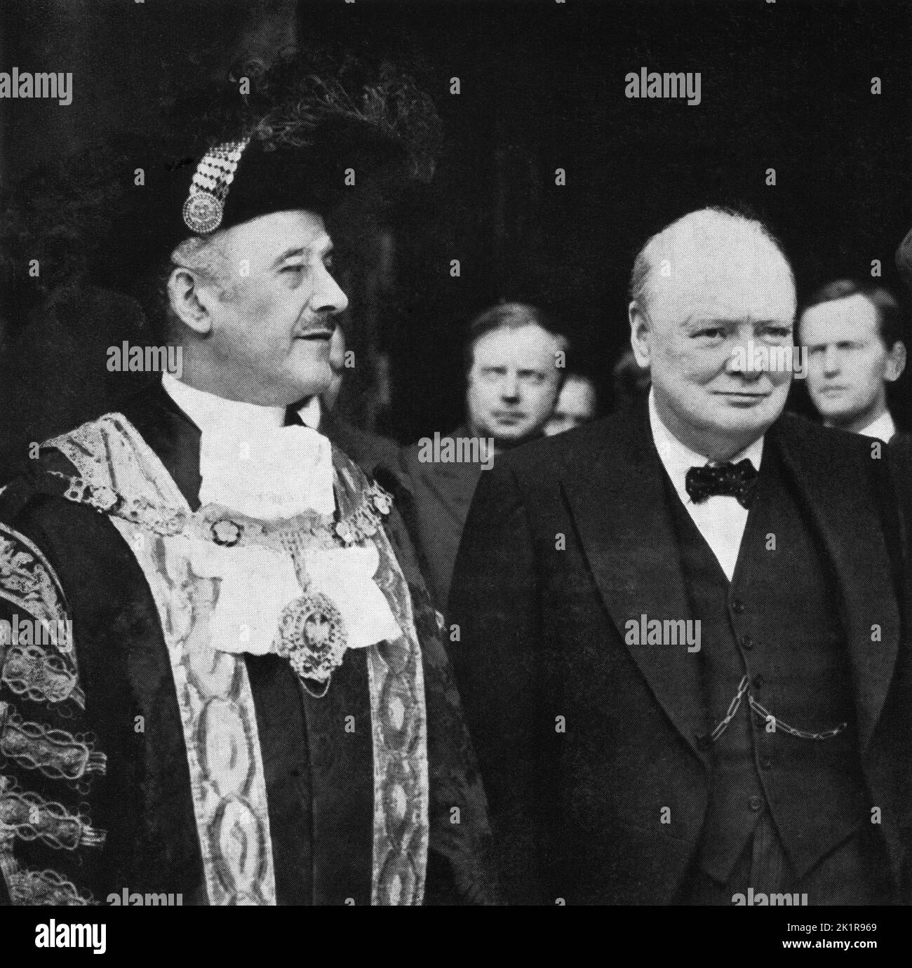 Winston Churchill at the Mansion House with the Lord Mayor, Sir Samuel Josephs.  November 11th, 1942 Stock Photo