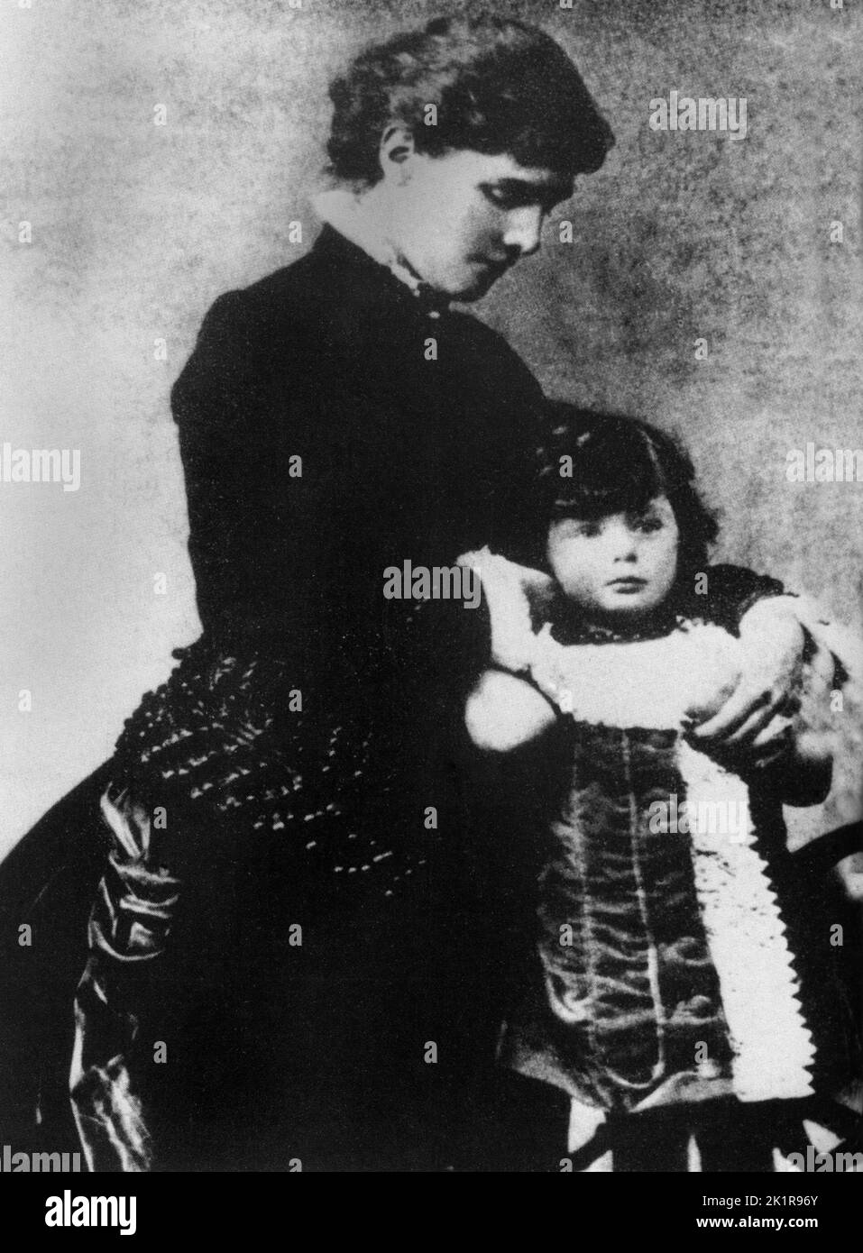 Winston Churchill aged 2 with his mother, Lady Randolph Churchill. Dublin. 1876 Stock Photo