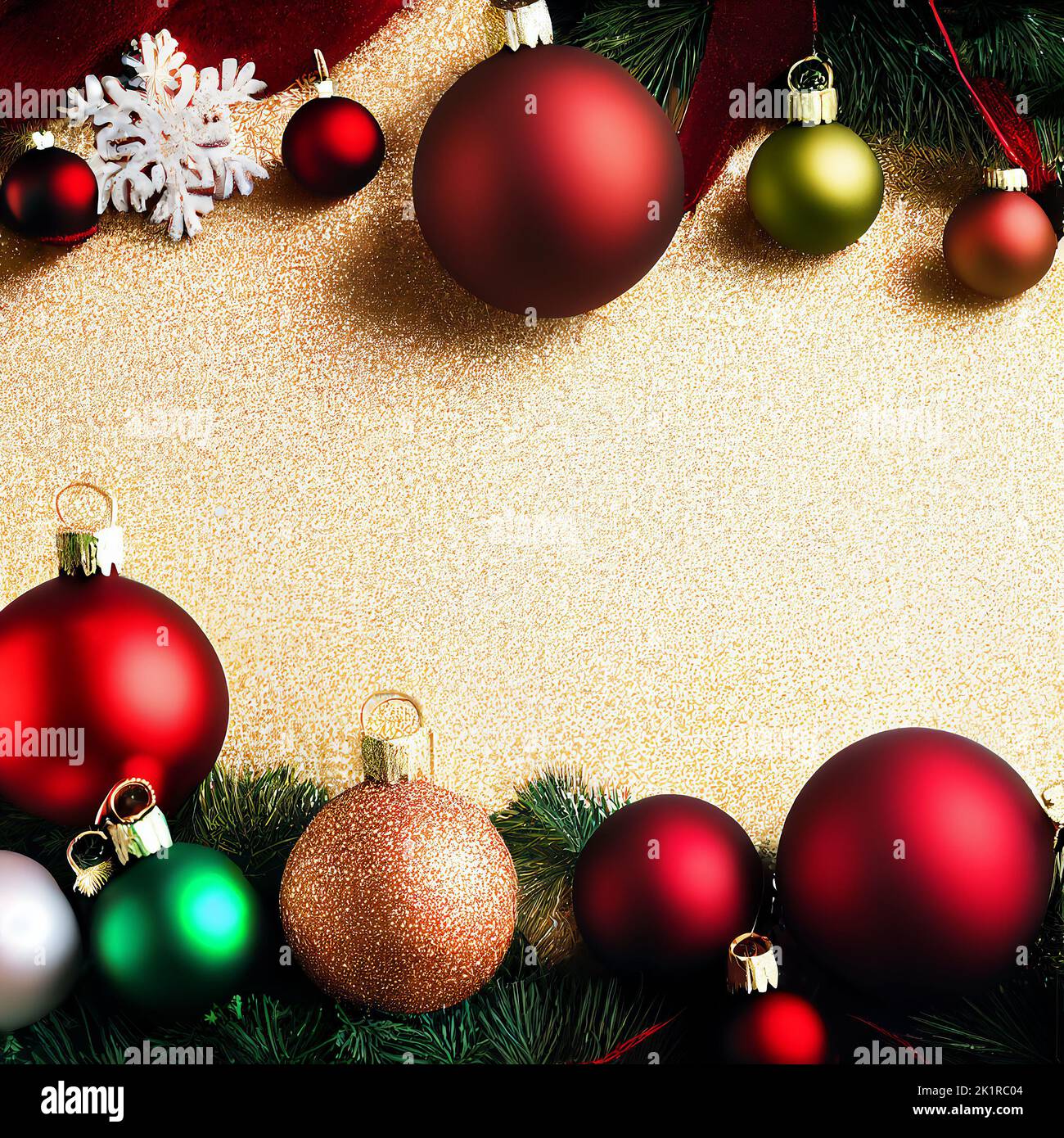 Merry Christmas and Happy New Year background. AI generated computer graphics. 3D rendering. Stock Photo