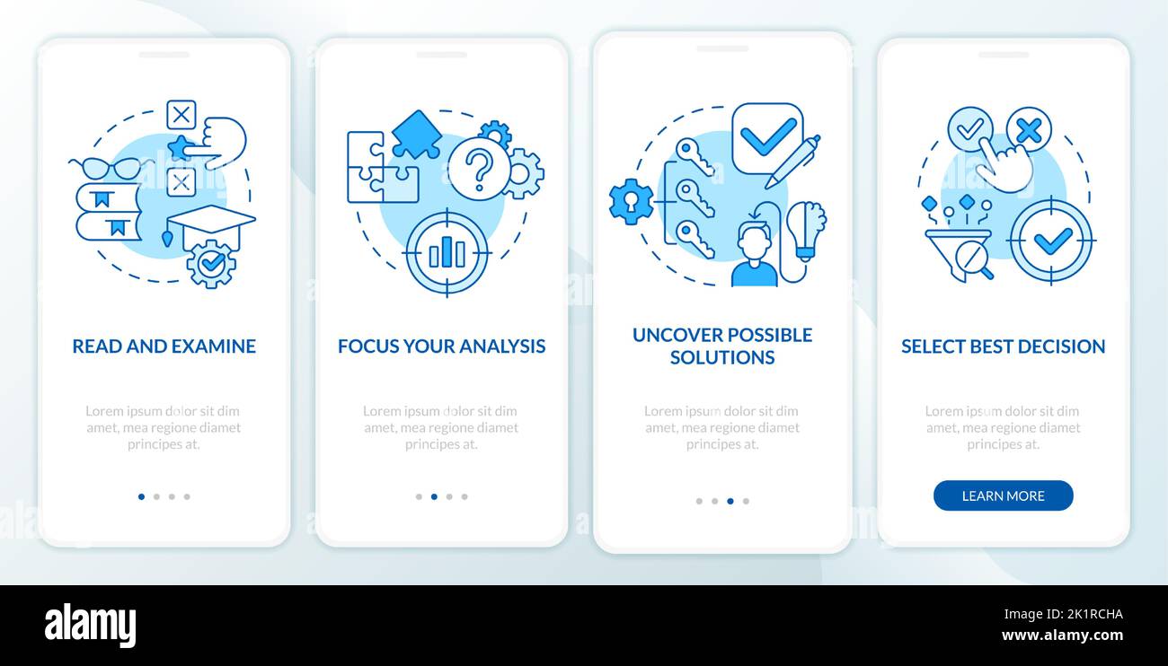 Structure of case study blue onboarding mobile app screen Stock Vector ...