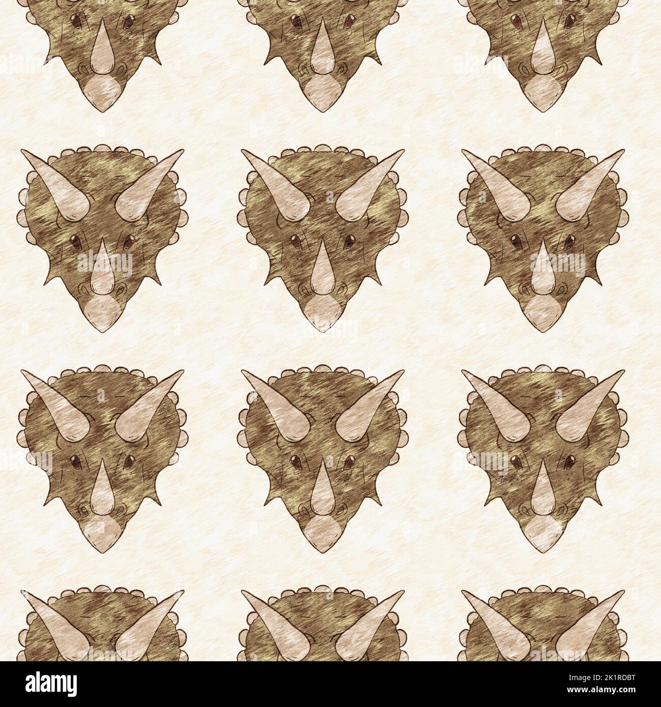 Hand drawn triceratops dinosaur seamless pattern. Gender Neutral ...