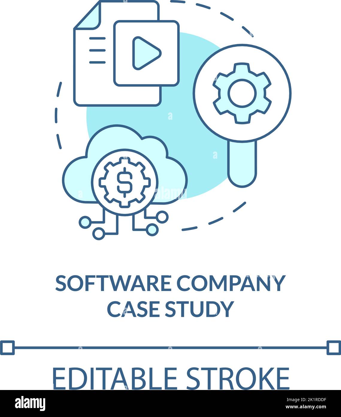 Software company case study turquoise concept icon Stock Vector