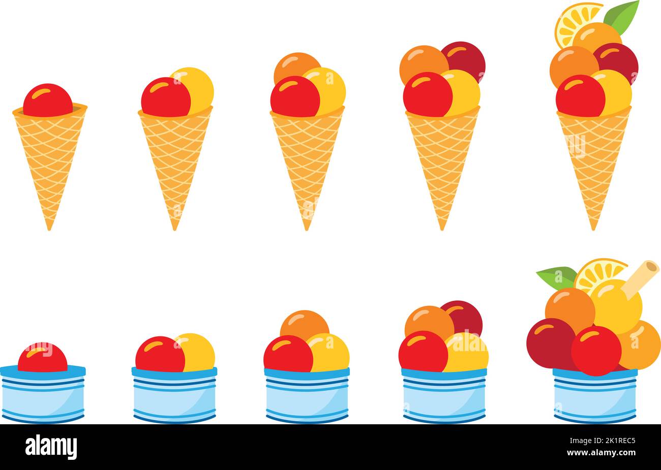 isolated vector graphic illustration of delicious ice cream cones and