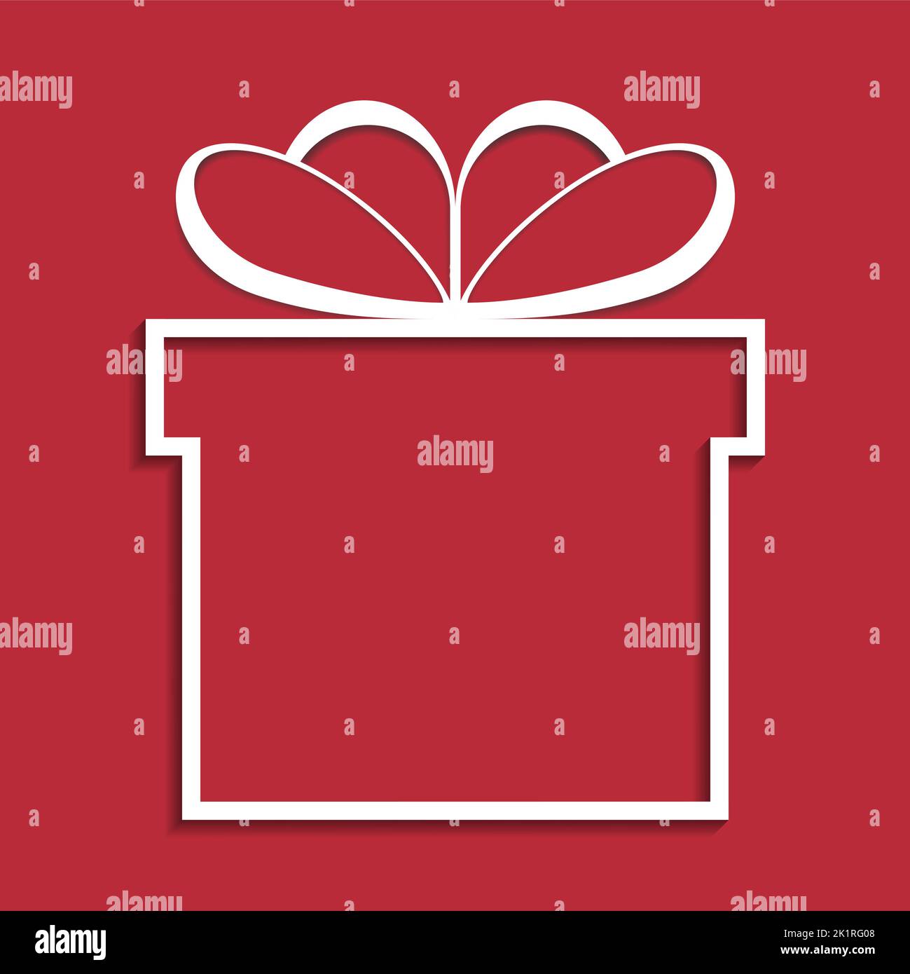 white gift box with bow on red background. Vector illustration Stock Vector