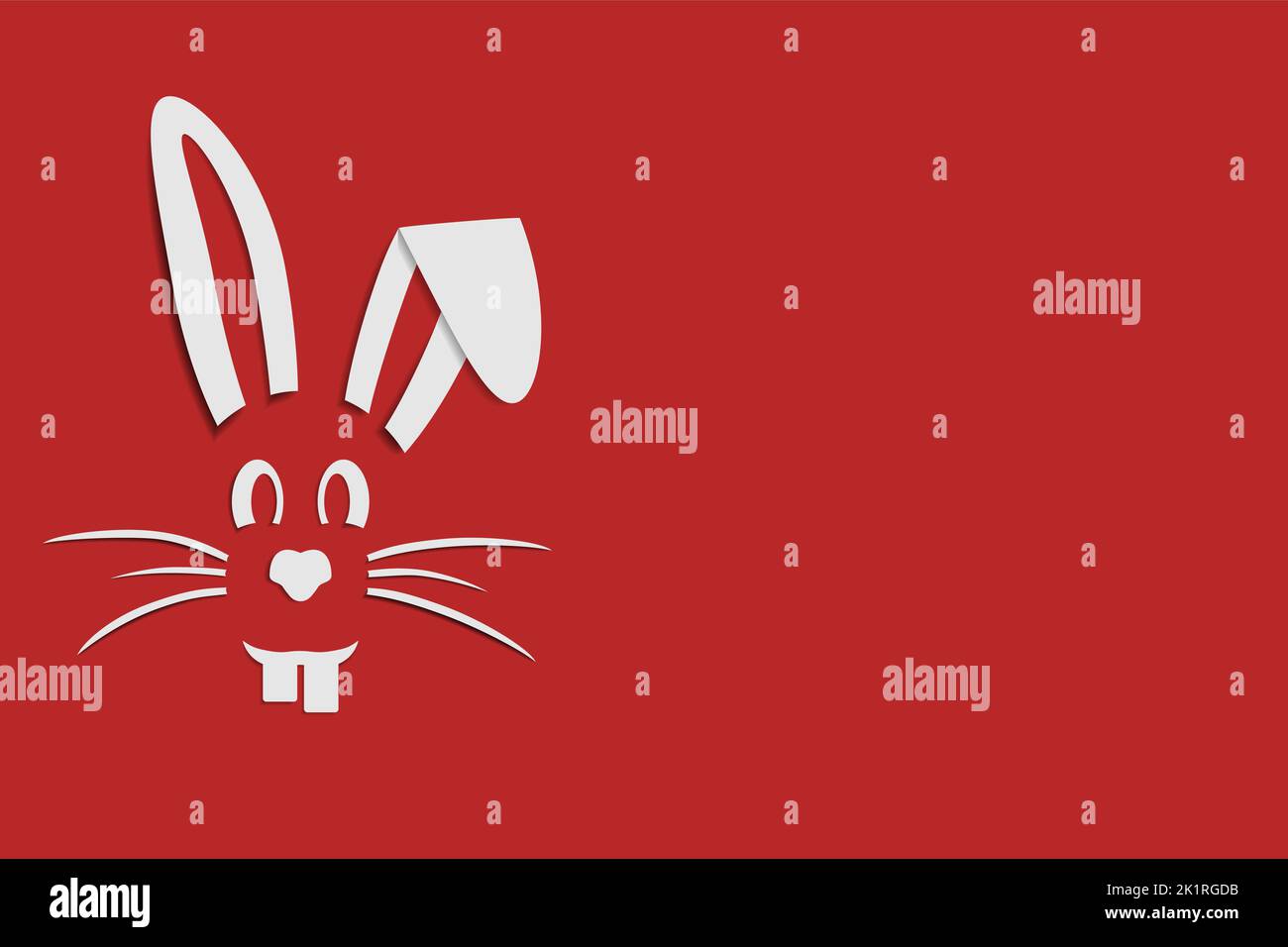 rabbit  on red background. Vector illustration Stock Vector