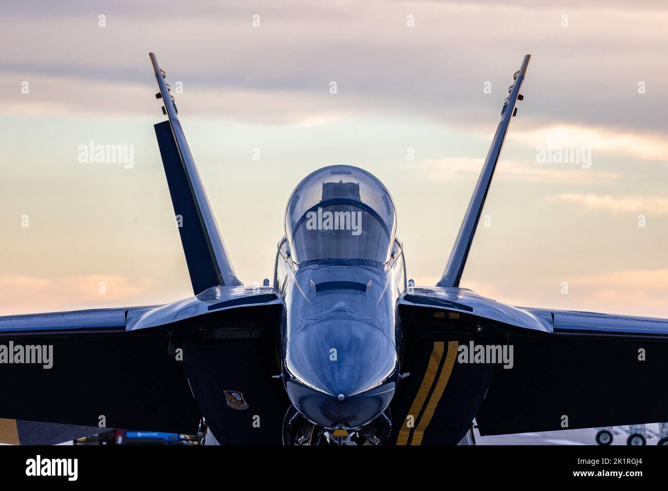 A closeup of the Blue Angels FA-18 Super Hornet at the Dayton Air Show 2022 in Dayton, Ohio, USA Stock Photo