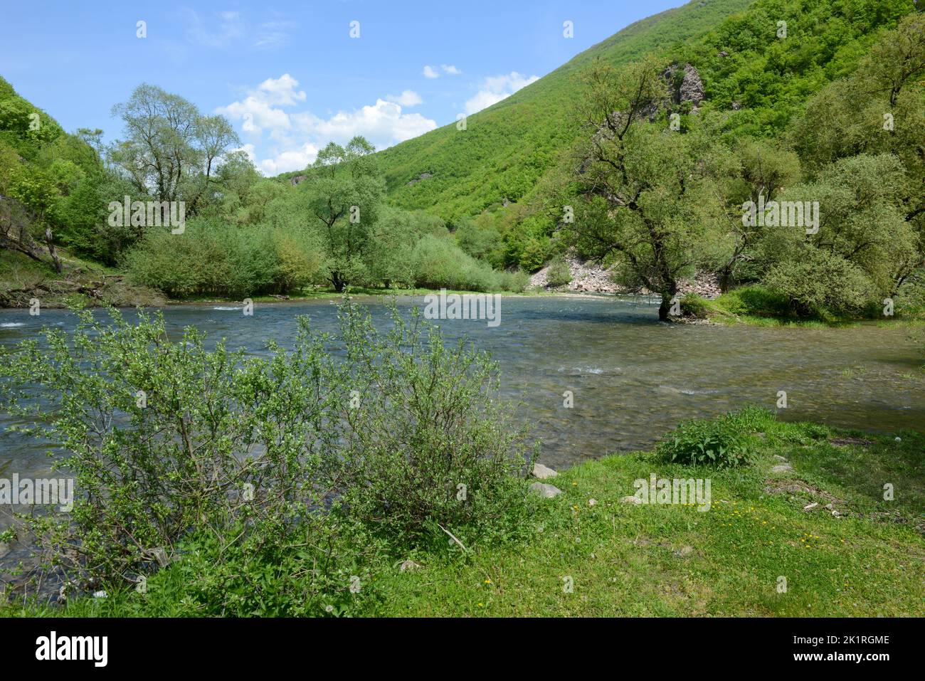View at the river over lake Debar in North Macedonia Stock Photo