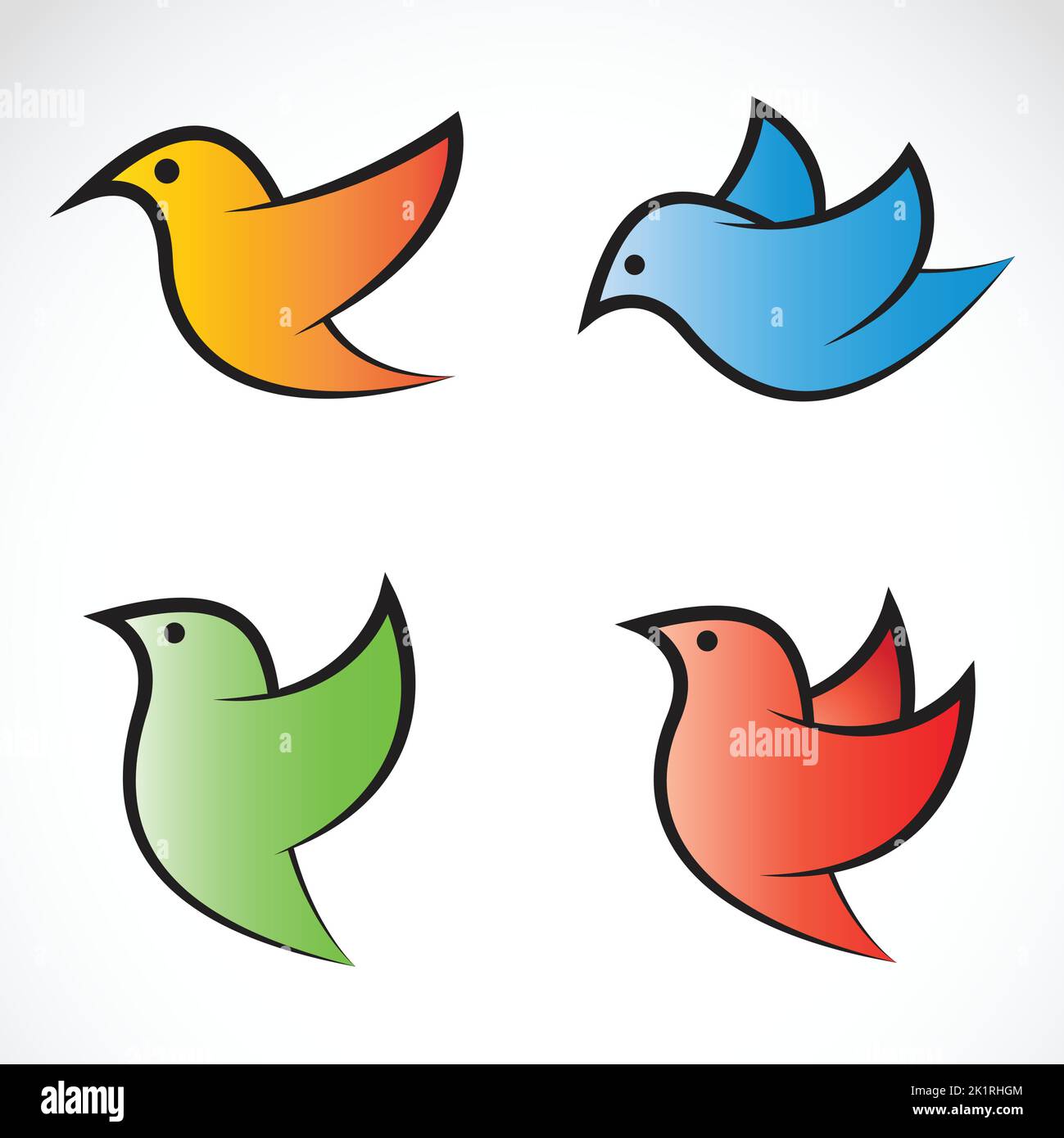 Set of vector bird icons on white background. Easy editable layered vector illustration. Wild Animals. Stock Vector
